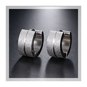 Silver Stainless Steel Frosted Hoop/Huggie …
